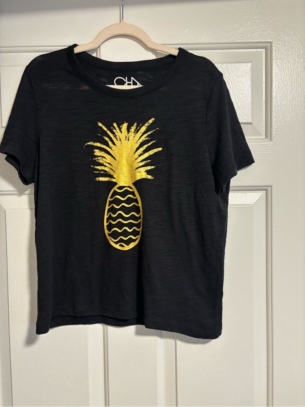 Chaser Black Tee with Gold Pineapple Graphic